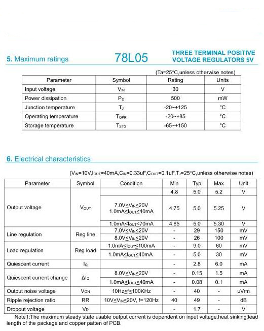 78L05规格书PDF