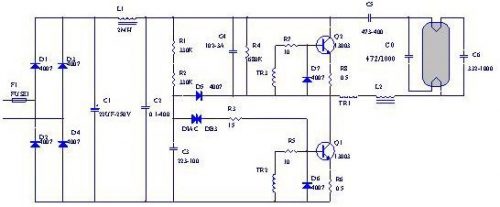 节能灯电子镇流器电路