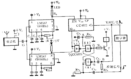 LM567 CMOS组成校时电路